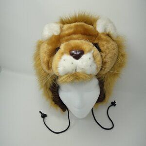 Lion Head Hat Hood Adult Halloween Costume Drawstring sz L Stuffie Animal